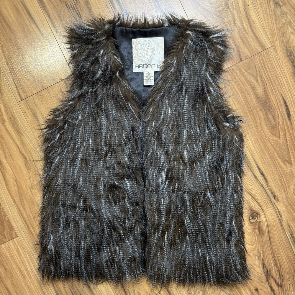 Vtg Y2k 2000s Sz S Faux Fur Feather Women's VEST‎ Grunge Rock Punk Boho Festival